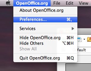 Mac: OpenOffice.org &gt; Preferences