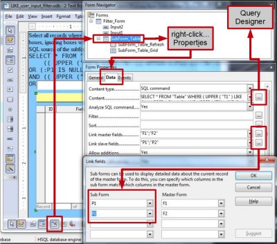 Using the Form Navigator to setup the SubForm.