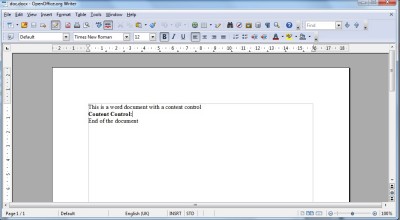 Document when opened in OpenOffice