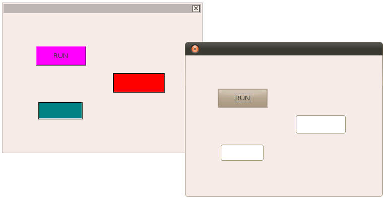 The window on the left is the editor window, the window on the right is obtained when I switch off the Test mode.