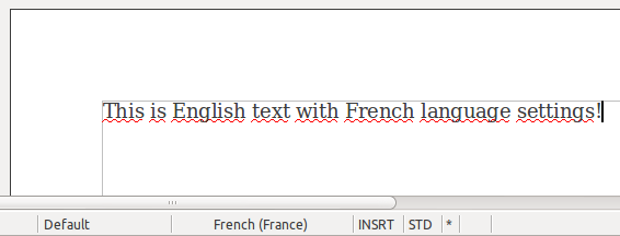 The status bar says that the language applied is French!