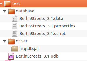 This is how the installed database looks after loading it from directory &quot;test&quot;. The installation adds the database directory and the driver directory.