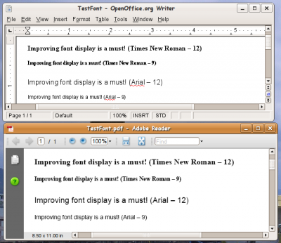 Screenshot OOWriter X AdobeReader8