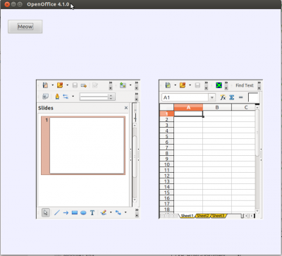 Button, new presentation and spreadsheet in one window