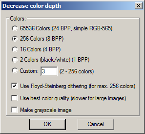 IrfanView - Decrease colour range dialogue