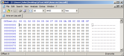 Arne en Lisa.odt viewed with a Hex editor