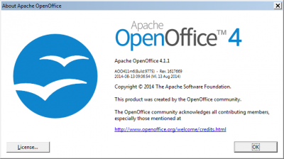 Help > About for the released AOO 4.1.1