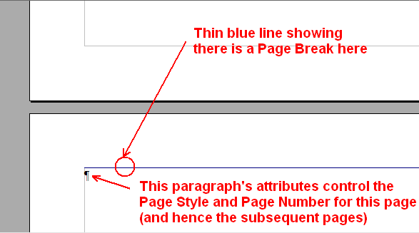 Thin blue line showing there is a Page Break here
