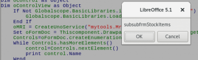 Code showing the subsubform name in the Controls collection