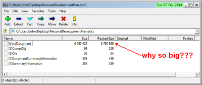 File components inside personal development.doc