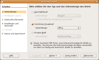 Go to menu: File | Wizards... | Letter... to open this window.