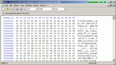 Random binary junk - not a ZIP file which begins with PK