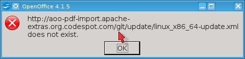 PDF import extension update error