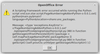 OpenOffice error message