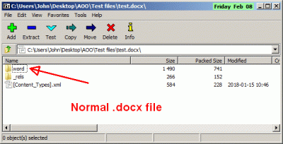 Normal .docx file structure when unzipped