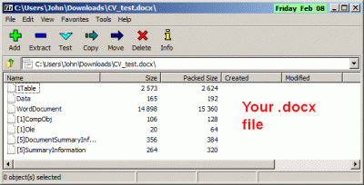 CV_text.docx file structure when unzipped