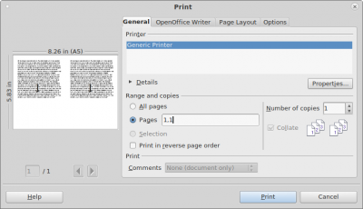 Pages 1,1 Print Range