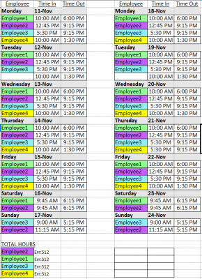 This is a template of the schedule.