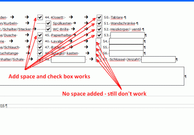 View &gt; Non printing characters ..., makes it easy to diagnose the problem.  <br />Spaces are shown as dots in the centre of the character space.  Tabs are shown as arrows.