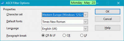 ASCII Filter Options when opening a file full of ####
