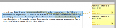 Deleting the highlighted run of text while Edit &gt; Changes is set to RECORD causes the corruption