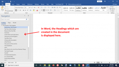 Headings Displayed In Word