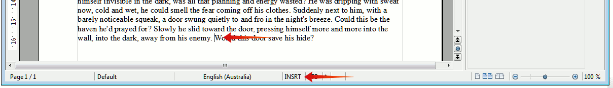 Insert mode; cursor is vertical bar
