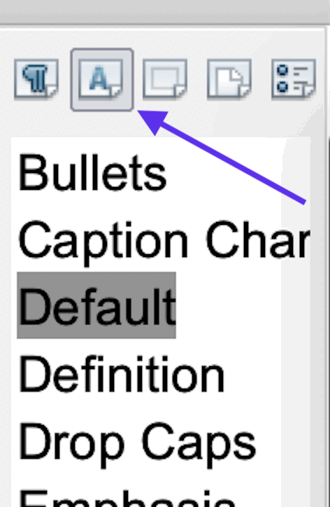 Second icon is Character Styles