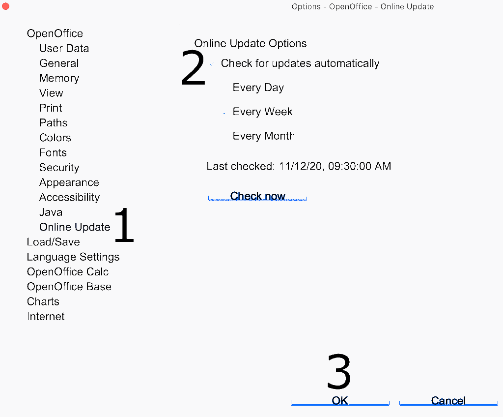 Disable automatic updates in options dialog