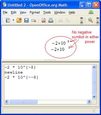 No negative symbol in the power - Example