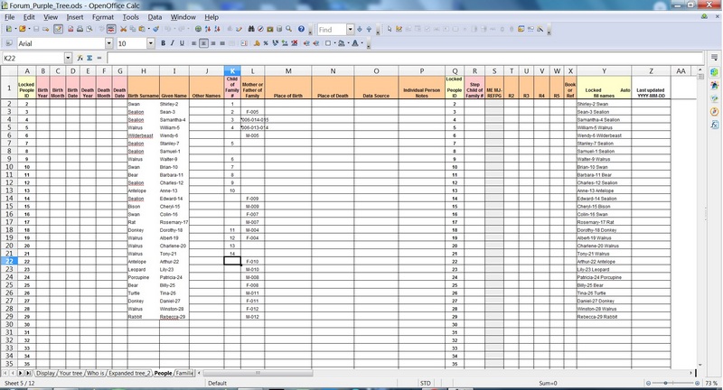Data entry on People sheet