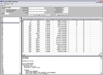 Result of opening the driver with ODBCTables. All tables shown.
