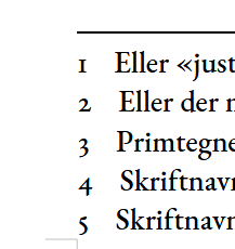 Example of proportional-width numbers and footnotes