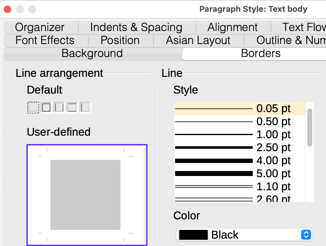 Text Body style for Untitled 1.odt