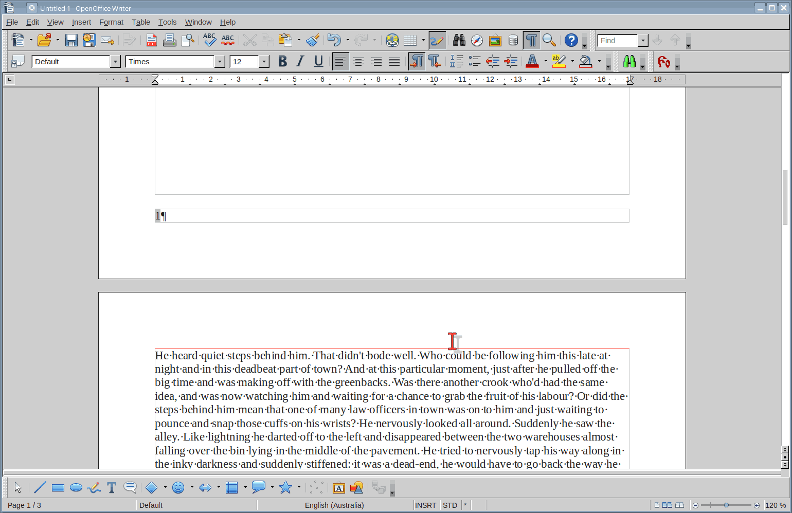 Manual page break shown in red, top of page