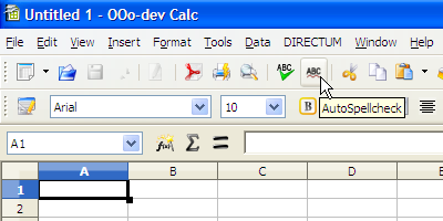 Location of spellcheck button in Calc toolbar