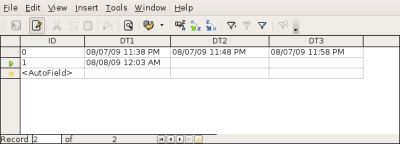 table data view after second SQL insert statement