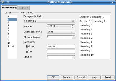 Outline Numbering