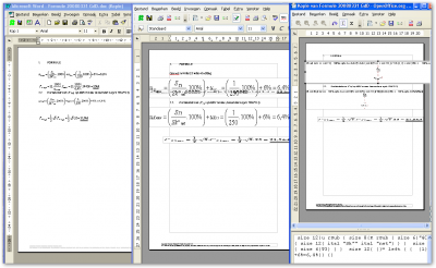 Left = Word, Middle = Writer, Right = Writer with doubleclicked formula