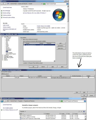 Windows 7 x64 System with 32bit Openoffice, Java 32bit and Java x64