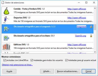 LibreOffice - Diccionario de aragonés