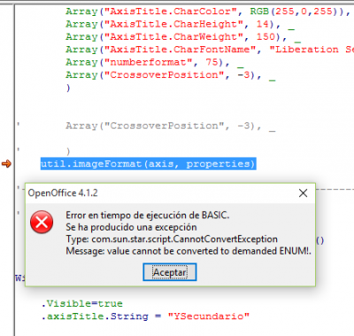 Error al incluir CrossOver como Array en la matriz Properties