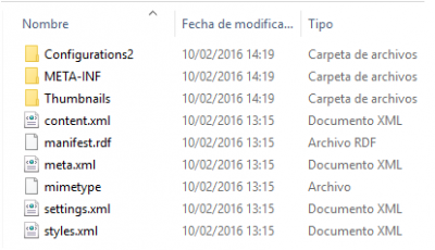 Archivos en un documento ODT