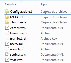 Contenido &quot;zip&quot; de un archivo &quot;odt&quot;