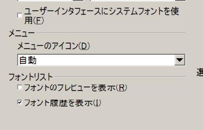 テキストラベルがはみ出す例　オプション画面