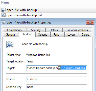Voeg de bestandsnaam toe aan de 'bron'