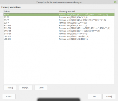 Warunki formatowania